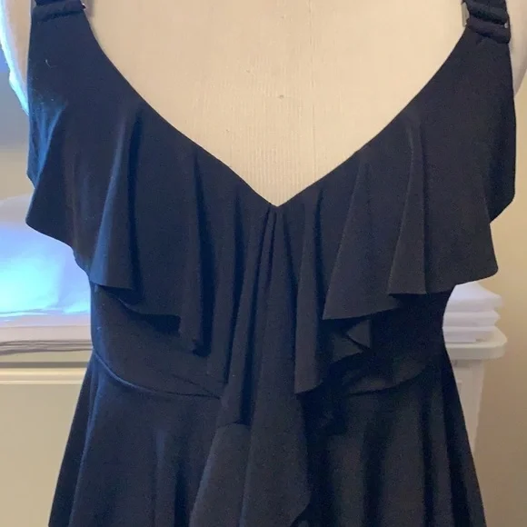 Cache black cascading ruffle dressy tank top - Picture 3 of 10